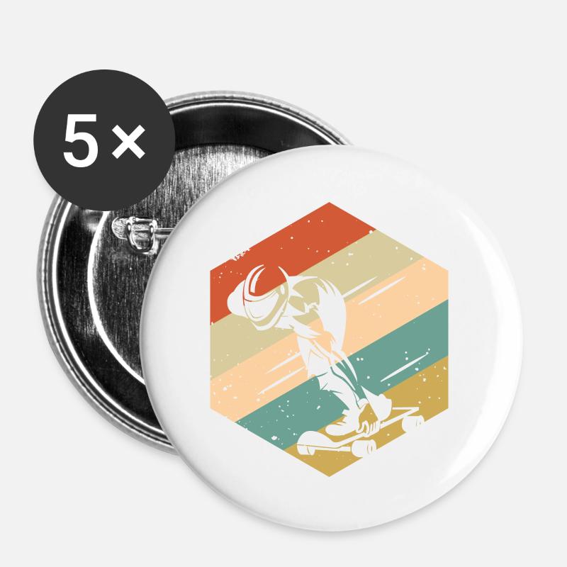 Retro Vintage Speed Skateboard - Buttons large 2.2''/56 mm (5-pack) - white