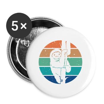 Süßes Retro Vintage Faultier - Buttons groß 56 mm (5er Pack) - Weiß - Vorne