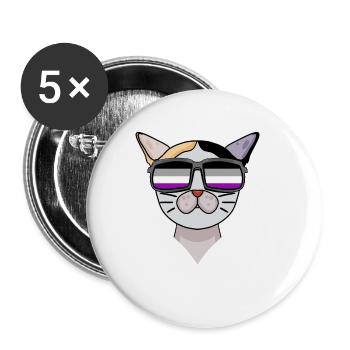 Asexuel Lgbt Japonais Bobtail Cat Asexualité - Lot de 5 grands badges (56 mm) - blanc - Devant