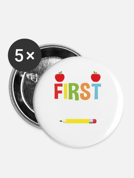 Hallo Erstes Jahr - Buttons groß 56 mm (5er Pack) - Weiß