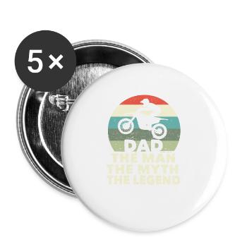 Dirt Bike Motocross MX Rider Dad The Man The Myth - Buttons large 2.2''/56 mm (5-pack) - white - Front