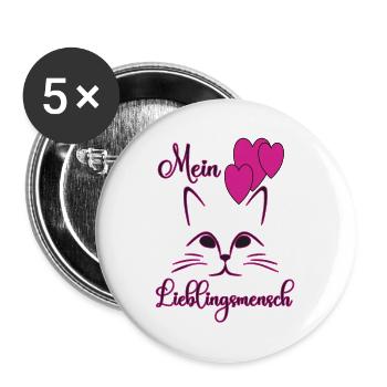Mein Lieblingsmensch - Katzen - Buttons groß 56 mm (5er Pack) - Weiß - Vorne