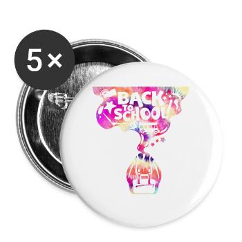 Rucksack Schulbus zurück zur Schule - Buttons groß 56 mm (5er Pack) - Weiß - Vorne