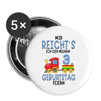 3. Geburtstag Geburtstagsgeschenk mit Eisenbahn - Buttons groß 56 mm (5er Pack) - Weiß - Vorne