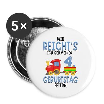 4. Geburtstag Geburtstagsgeschenk mit Eisenbahn - Buttons groß 56 mm (5er Pack) - Weiß - Vorne