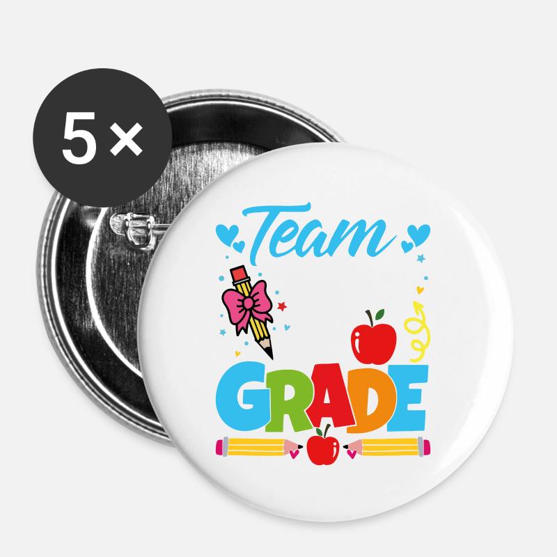 Team 3. Jahr - Buttons groß 56 mm (5er Pack) - Weiß