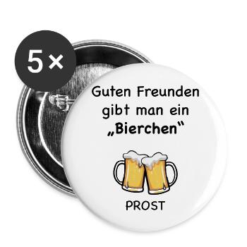 Guten Freunden gibt man ein Bierchen - Buttons groß 56 mm (5er Pack) - Weiß - Vorne