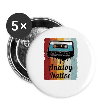 Retro Cassette Fan Cassette Motif - Buttons large 2.2''/56 mm (5-pack) - white - Front