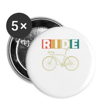 Ride Vintage MTB Rider VTT Vélo Vélo - Lot de 5 grands badges (56 mm) - blanc - Devant