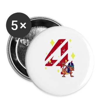 4 Jahre alter Dino American Football 4. Geburtstag - Buttons groß 56 mm (5er Pack) - Weiß - Vorne