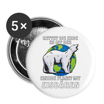 ES IST DER EINZIGE PLANET MIT EISBÄREN - Buttons groß 56 mm (5er Pack) - Weiß - Vorne