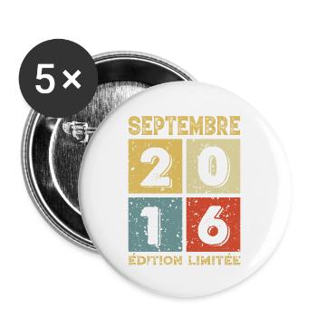 Septembre 2016 Original Idée Cadeau Anniversaire - Lot de 5 grands badges (56 mm) - blanc - Devant