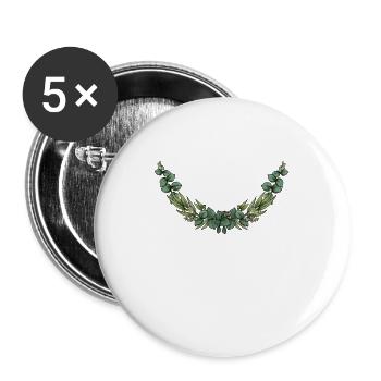 Eukalyptus Blumenkranz I Team Braut Hochzeit Boho - Buttons groß 56 mm (5er Pack) - Weiß - Vorne