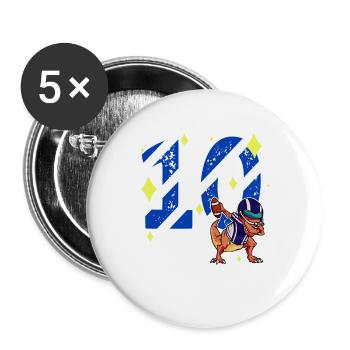 10 ans Dino American Football 10e anniversaire - Lot de 5 grands badges (56 mm) - blanc - Devant