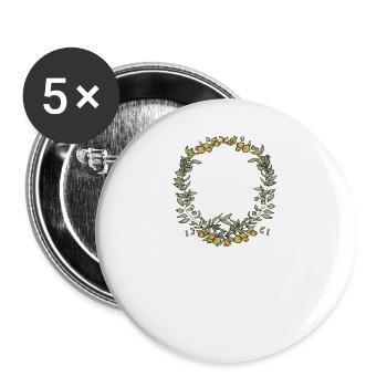 Eukalyptus Blumenkranz I Team Braut Hochzeit Boho - Buttons groß 56 mm (5er Pack) - Weiß - Vorne