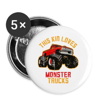Cet enfant aime les Monster Trucks - Lot de 5 grands badges (56 mm) - blanc - Devant