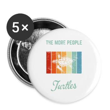 The More People I Meet The More I Love Turtles Sea - Buttons large 2.2''/56 mm (5-pack) - white - Front