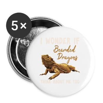 Je me demande si les dragons barbus pensent à moi aussi Bea - Lot de 5 grands badges (56 mm) - blanc - Devant