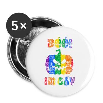 Boo! I'm Gay! Halloween Pride - Buttons large 2.2''/56 mm (5-pack) - white - Front