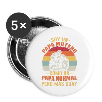 Je Suis Un Papa Motard Pas Normal Mais Plus Cool - Lot de 5 grands badges (56 mm) - blanc - Devant