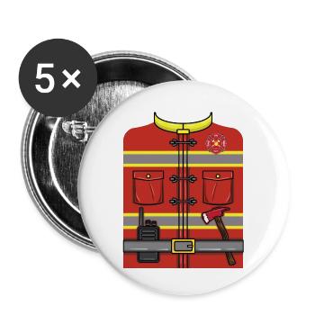 Costume d’Halloween de pompier - Lot de 5 grands badges (56 mm) - blanc - Devant