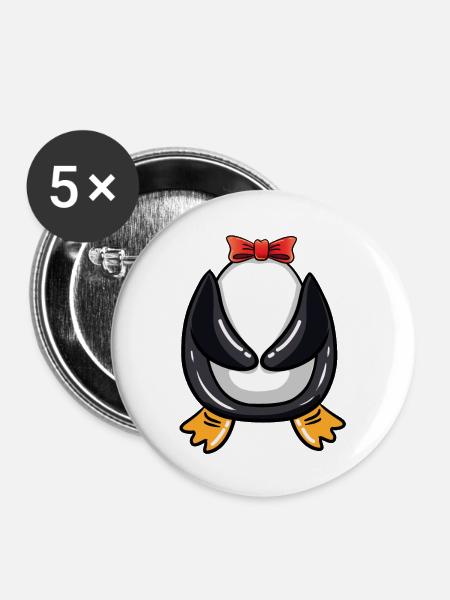 Pinguin-Kostüm Halloween - Buttons groß 56 mm (5er Pack) - Weiß