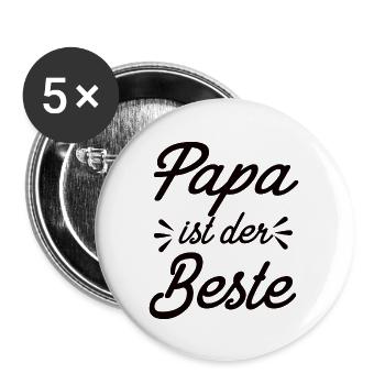Papa Ist Der Beste - Buttons groß 56 mm (5er Pack) - Weiß - Vorne