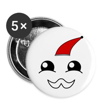 Cute face with a beard and christmas hat - Buttons large 2.2''/56 mm (5-pack) - white - Front