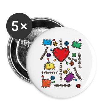 Costume de poupée vaudou Halloween - Lot de 5 grands badges (56 mm) - blanc - Devant