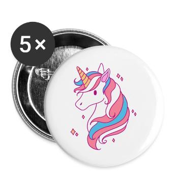 Trans Pride Unicorn LGBT Trans Ally - Buttons large 2.2''/56 mm (5-pack) - white - Front