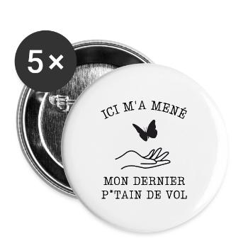 dernier vol - Lot de 5 grands badges (56 mm) - blanc - Devant