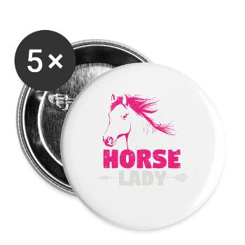Lustige Pferde Liebhaber Pferderücken Crazy Horse - Buttons groß 56 mm (5er Pack) - Weiß - Vorne