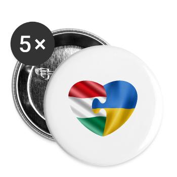 Hungary supports Ukraine - Buttons large 2.2''/56 mm (5-pack) - white - Front
