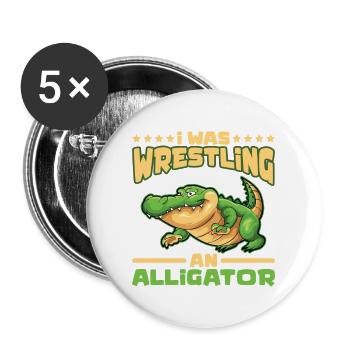 Crocodile Alligator Wrestling Reptile Cadeau - Lot de 5 grands badges (56 mm) - blanc - Devant