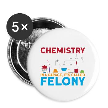 Wissenschaftler Chemiker Physiker Physik Geschenk - Buttons groß 56 mm (5er Pack) - Weiß - Vorne