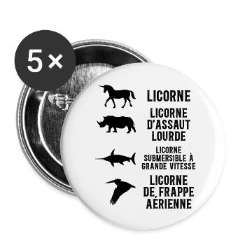 Blague Sur Les Licornes Humour De Licorne - Lot de 5 grands badges (56 mm) - blanc - Devant