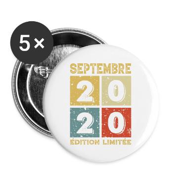 Septembre 2020 Original Idée Cadeau Anniversaire - Lot de 5 grands badges (56 mm) - blanc - Devant