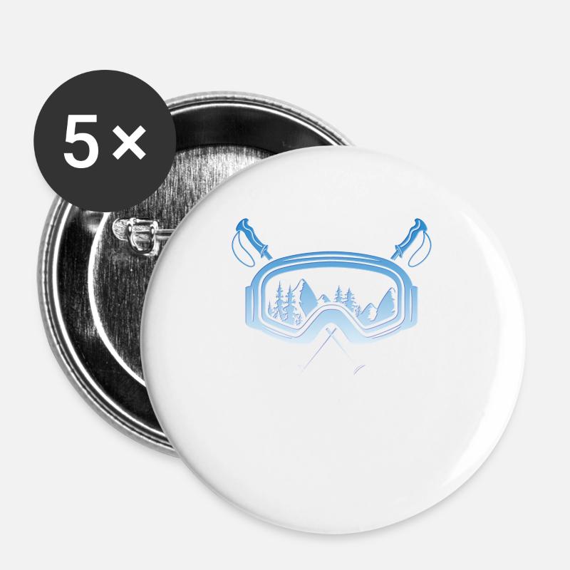 Occhiali da sci con bastoncini da sci Sciatori Sciatori - Confezione da 5 spille grandi (56 mm) - bianco