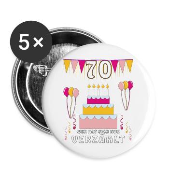 GEBURTSTAG 70 - Buttons groß 56 mm (5er Pack) - Weiß - Vorne
