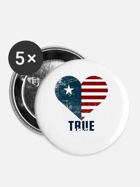 True american Love - Buttons groß 56 mm (5er Pack) - Weiß