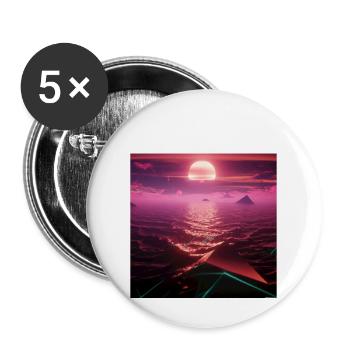 Sunset Retro - Buttons large 2.2''/56 mm (5-pack) - white - Front