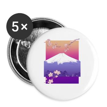 Japan mountain beautiful design with flowers - Buttons large 2.2''/56 mm (5-pack) - white - Front