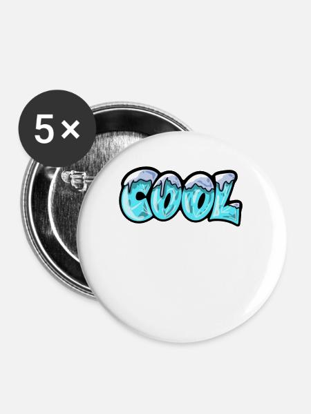 Design Cool Graffiti Style im Eiswürfel Look - Buttons groß 56 mm (5er Pack) - Weiß