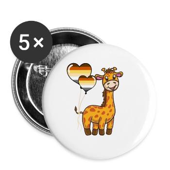 Giraffe Herzballon Gay Bear Pride - Buttons groß 56 mm (5er Pack) - Weiß - Vorne