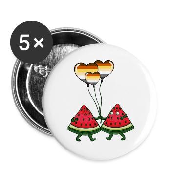 Watermelon Couple Gay Bear Pride - Buttons large 2.2''/56 mm (5-pack) - white - Front