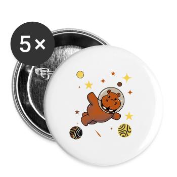 Gay Bear Hippo in Space Gay Bear Pride - Buttons large 2.2''/56 mm (5-pack) - white - Front