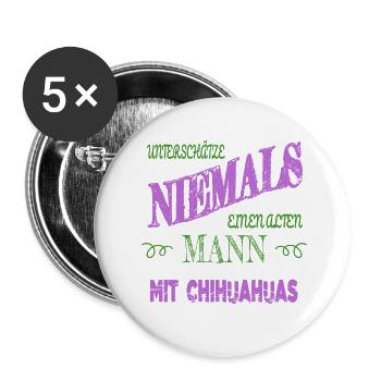 hunderasse hundehalter alter mann großvater opa - Buttons groß 56 mm (5er Pack) - Weiß - Vorne