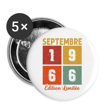 Septembre 1966 Original Idée Cadeau Anniversaire - Lot de 5 grands badges (56 mm) - blanc - Devant
