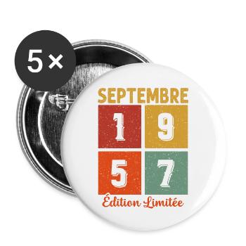 Septembre 1957 Original Idée Cadeau Anniversaire - Lot de 5 grands badges (56 mm) - blanc - Devant