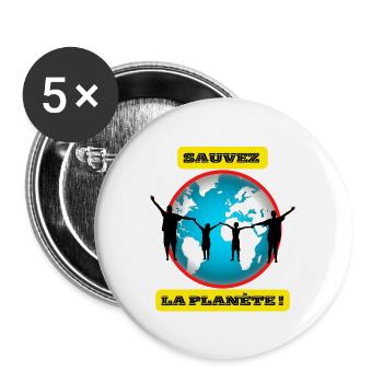 SAUVEZ LA PLANÈTE - Lot de 5 grands badges (56 mm) - blanc - Devant